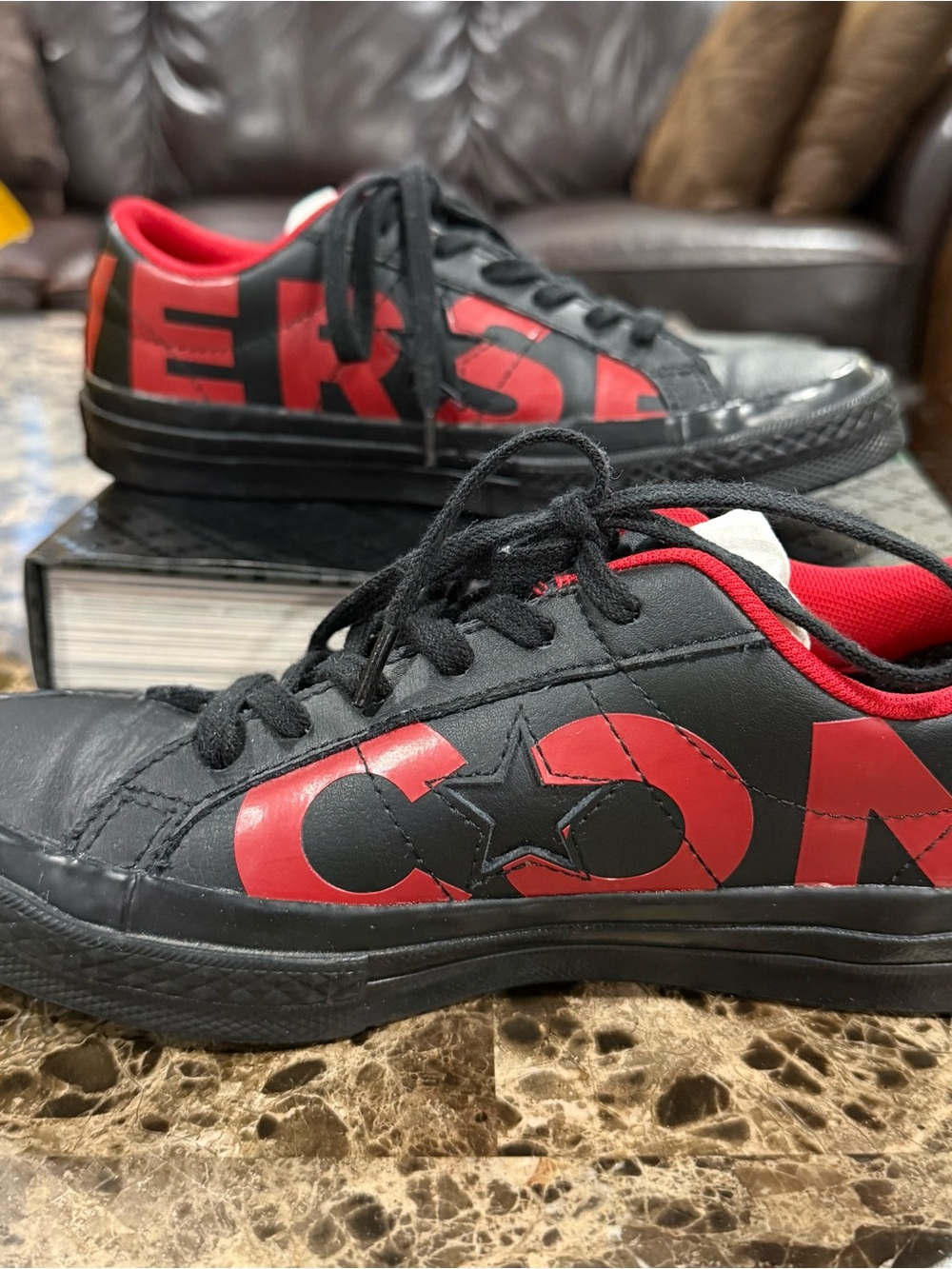 Converse Woodmark Women’s Bold Black and Red Low-Top Sneakers - 35.5 EU